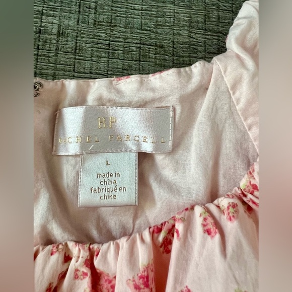 Rachel Parcell Pink Poppy Puff Sleeve Tiered Dress Large Floral Wedding Prairie - Picture 4 of 6